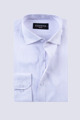 White & Purple Stripe Men's Dress Shirt
